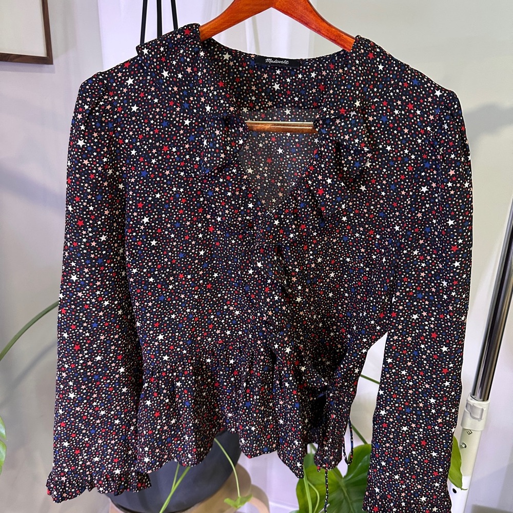 Women's Star Print Blouse - Black